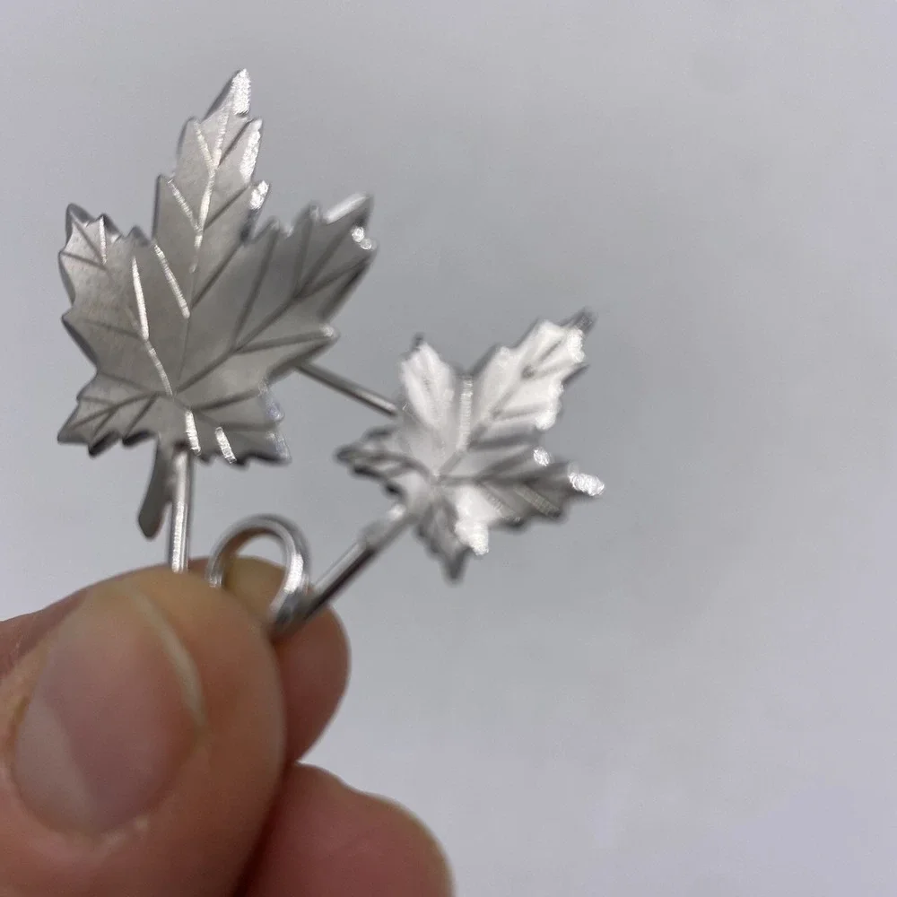 Sterling Silver Leaf Brooch Pin Forstner Hand Etched Fall 925 Gift